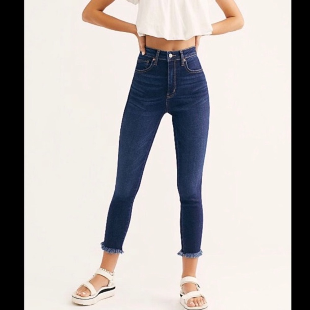 Free People Raw High Rise Skinny Jeans Jegging Size 27 Cropped Raw Hem Jeans NWT